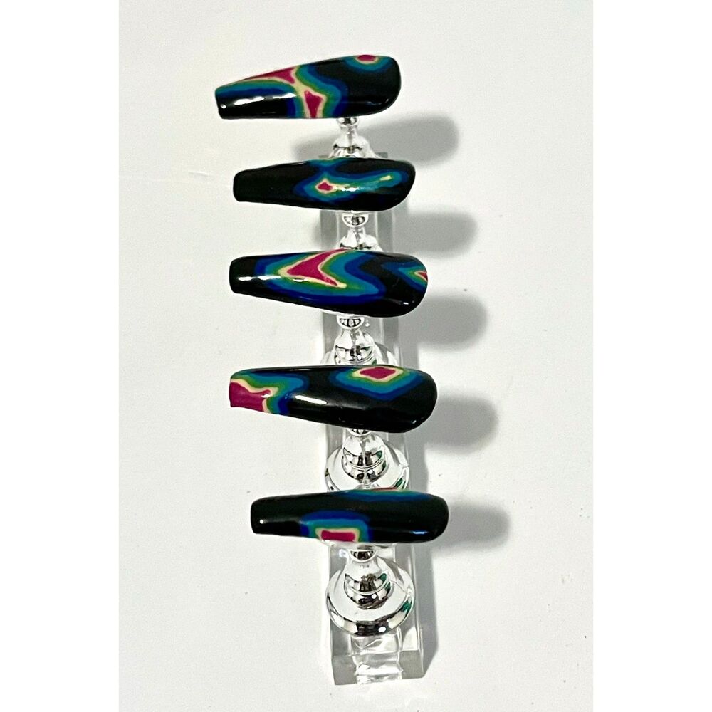 Thermal Image Heat Map Custom Hand Made Press on Nail Half Set